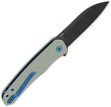 QSP Otter Linerlock Knife Jade G10 Handle 14C28N Blade Extended Tang For EDC Enthusiasts by QSP Knife