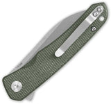 QSP Otter Linerlock Knife - Green Micarta Handle With 2.75 Inch 14C28N Sandvik Blade For EDC by QSP Knife