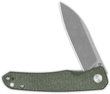 QSP Otter Linerlock Knife - Green Micarta Handle With 2.75 Inch 14C28N Sandvik Blade For EDC by QSP Knife