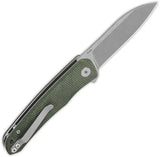 QSP Otter Linerlock Knife - Green Micarta Handle With 2.75 Inch 14C28N Sandvik Blade For EDC by QSP Knife