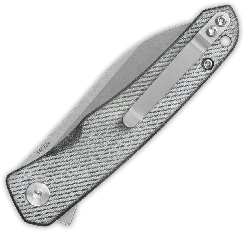 QSP Otter Linerlock Knife Denim Micarta EDC Friendly Durable Stonewashed Blade Extended Tang Pocket Clip by QSP Knife