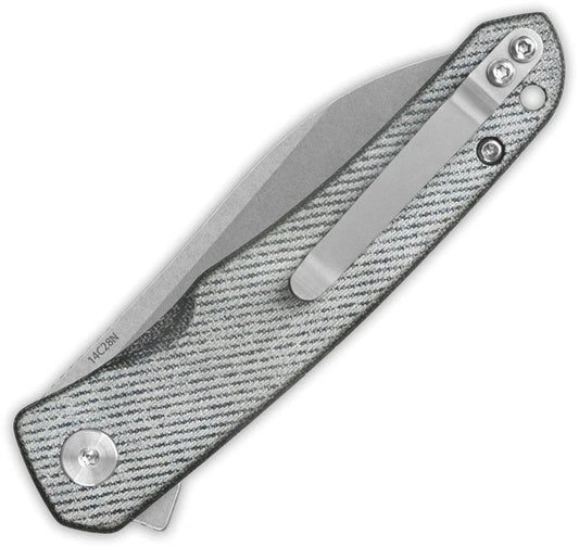 QSP Otter Linerlock Knife Denim Micarta EDC Friendly Durable Stonewashed Blade Extended Tang Pocket Clip by QSP Knife