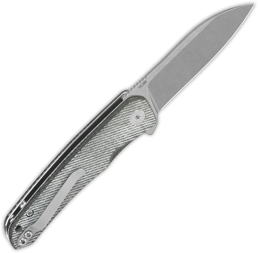 QSP Otter Linerlock Knife Denim Micarta EDC Friendly Durable Stonewashed Blade Extended Tang Pocket Clip by QSP Knife