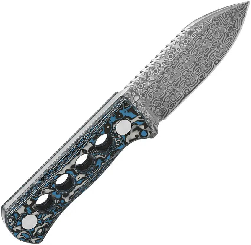 QSP Canary Neck Knife QS141I - Compact EDC Ready Damascus Blade With Carbon Fiber Handle by QSP Knife