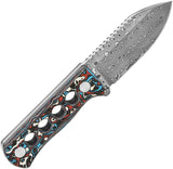 QSP Knife Canary Damascus Neck Knife QS141 J For Outdoor Enthusiasts And EDC With Patriotic Carbon Fiber Handle by QSP Knife