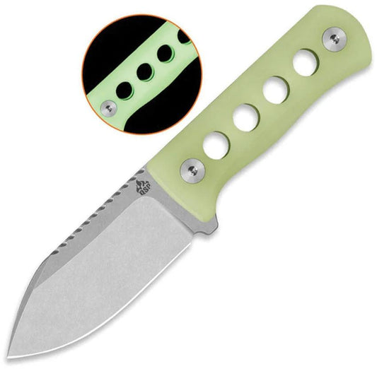 QSP Canary Neck Knife Two Point Five Inch Spear Point Glow In The Dark Resin Handle EDC For Outdoor And Urban Carry by QSP Knife