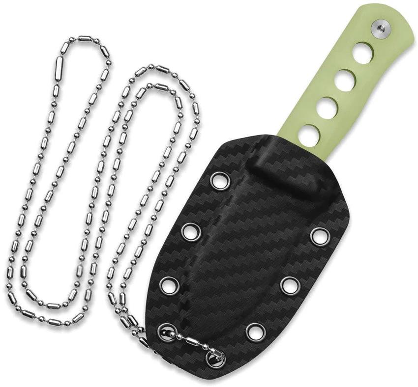 QSP Canary Neck Knife Two Point Five Inch Spear Point Glow In The Dark Resin Handle EDC For Outdoor And Urban Carry by QSP Knife