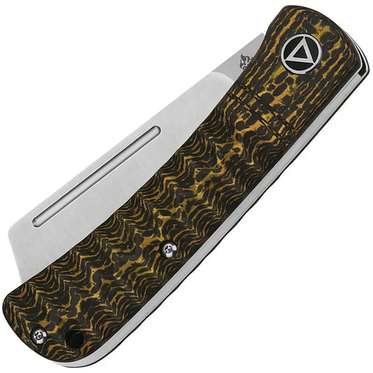 QSP Hedgehog QS142-C Slip Joint Knife - Gold Sculpted Carbon Fiber Handle For EDC Enthusiasts by QSP Knife