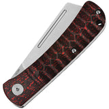 QSP Hedgehog Slip Joint Knife Bold Red Carbon Fiber Handle With 2.75 Inch Satin Blade For EDC Enthusiasts by QSP Knife