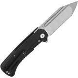 QSP Rhino Framelock EDC Knife 3.25in M390 Satin Tanto With Black Titanium Handle by QSP Knife