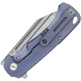 QSP Rhino Framelock EDC Knife - 3.25in Satin M390 Blade With Blue Titanium Handle For Everyday Carry by QSP Knife