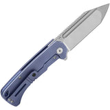 QSP Rhino Framelock EDC Knife - 3.25in Satin M390 Blade With Blue Titanium Handle For Everyday Carry by QSP Knife