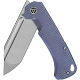 QSP Rhino Framelock EDC Knife - 3.25in Satin M390 Blade With Blue Titanium Handle For Everyday Carry by QSP Knife