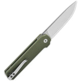 QSP Lark Linerlock EDC Knife - Green G10 Handle, Satin 14C28N Blade, Extended Tang, Pocket Clip for Daily Carry by QSP Knife