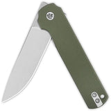 QSP Lark Linerlock EDC Knife - Green G10 Handle, Satin 14C28N Blade, Extended Tang, Pocket Clip for Daily Carry by QSP Knife