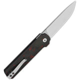 QSP Lark Linerlock EDC Knife Satin Blade - 14C28N Sandvik Precision With Red Shredded CF Onlay On Black G10 Handle by QSP Knife