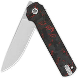 QSP Lark Linerlock EDC Knife Satin Blade - 14C28N Sandvik Precision With Red Shredded CF Onlay On Black G10 Handle by QSP Knife