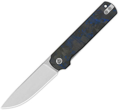 QSP Lark Linerlock Folding Knife Blue Carbon Fiber Onlay 14C28N Blade for Premium EDC Enthusiasts by QSP Knife