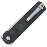 QSP Lark Linerlock Folding Knife Blue Carbon Fiber Onlay 14C28N Blade for Premium EDC Enthusiasts by QSP Knife