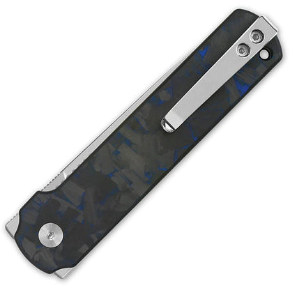 QSP Lark Linerlock Folding Knife Blue Carbon Fiber Onlay 14C28N Blade for Premium EDC Enthusiasts by QSP Knife