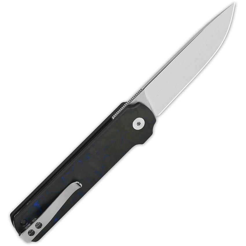 QSP Lark Linerlock Folding Knife Blue Carbon Fiber Onlay 14C28N Blade for Premium EDC Enthusiasts by QSP Knife