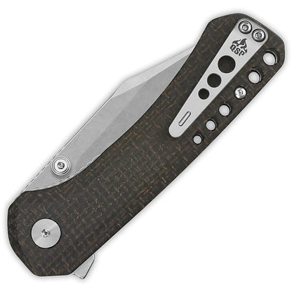 QSP Kestrel Linerlock Folding Knife 4 Inch Closed 14C28N Sandvik Blade Brown Micarta For EDC Enthusiasts by QSP Knife