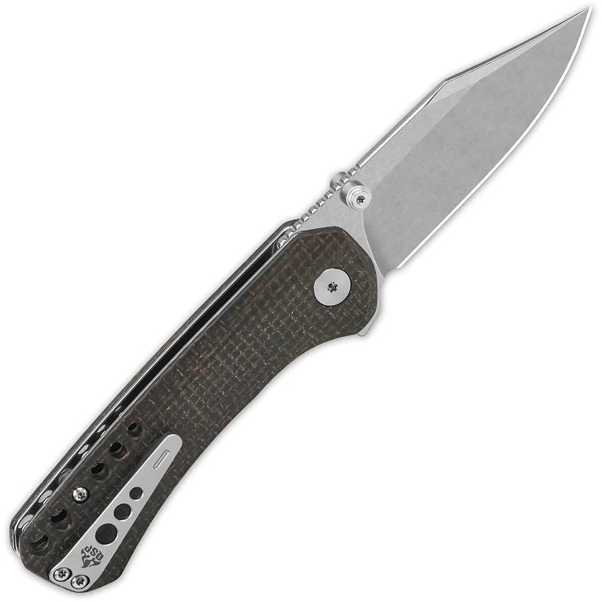 QSP Kestrel Linerlock Folding Knife 4 Inch Closed 14C28N Sandvik Blade Brown Micarta For EDC Enthusiasts by QSP Knife