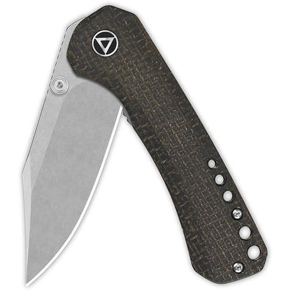 QSP Kestrel Linerlock Folding Knife 4 Inch Closed 14C28N Sandvik Blade Brown Micarta For EDC Enthusiasts by QSP Knife