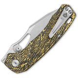 QSP Hornbill Linerlock Knife - Golden Carbon Fiber Handle, S35VN Blade, Premium Compact EDC by QSP Knife