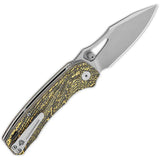 QSP Hornbill Linerlock Knife - Golden Carbon Fiber Handle, S35VN Blade, Premium Compact EDC by QSP Knife