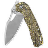 QSP Hornbill Linerlock Knife - Golden Carbon Fiber Handle, S35VN Blade, Premium Compact EDC by QSP Knife
