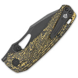 QSP Hornbill Liner Lock Knife - Premium Golden Carbon Fiber Handle With 3.25in S35VN Blade by QSP Knife