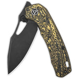 QSP Hornbill Liner Lock Knife - Premium Golden Carbon Fiber Handle With 3.25in S35VN Blade by QSP Knife