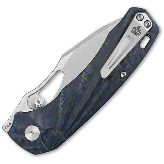 QSP Hornbill Linerlock Blue Carbon Fiber Knife - Compact EDC For Outdoor Enthusiasts by QSP Knife