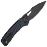 QSP Hornbill Linerlock Blue Carbon Fiber EDC Knife With 3.25 Inch S35VN Blade For Everyday Carry Enthusiasts by QSP Knife