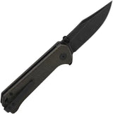 QSP Grebe Button Lock Knife - Compact 3-Inch Clip Point Blade With Dark Brown Micarta Handle by QSP Knife