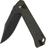 QSP Grebe Button Lock Knife - Compact 3-Inch Clip Point Blade With Dark Brown Micarta Handle by QSP Knife