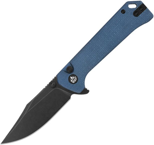 QSP Grebe Button Lock Knife For EDC And Outdoors With Reliable Sandvik Blade And Blue Micarta by QSP Knife