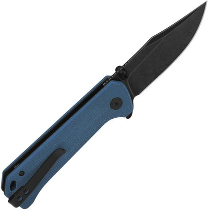 QSP Grebe Button Lock Knife For EDC And Outdoors With Reliable Sandvik Blade And Blue Micarta by QSP Knife