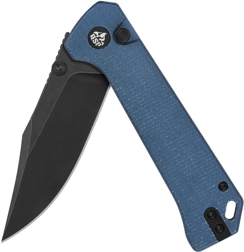 QSP Grebe Button Lock Knife For EDC And Outdoors With Reliable Sandvik Blade And Blue Micarta by QSP Knife
