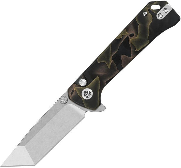 QSP Grebe EDC Knife T Button Lock With 3 Inch S35VN Tanto Blade Noble Raffir Handle by QSP Knife