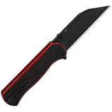 QSP Swordfish Button Lock Knife - Compact EDC Blade With 14C28N Steel And Black Red G10 Scales by QSP Knife