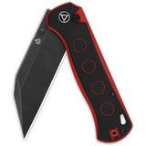QSP Swordfish Button Lock Knife - Compact EDC Blade With 14C28N Steel And Black Red G10 Scales by QSP Knife