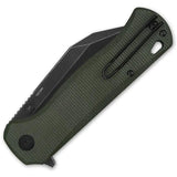 QSP Swordfish Button Lock Knife - Reliable EDC Folding Knife With Green Canvas Micarta Handle And 14C28N Blade by QSP Knife