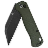QSP Swordfish Button Lock Knife - Reliable EDC Folding Knife With Green Canvas Micarta Handle And 14C28N Blade by QSP Knife