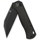 QSP Swordfish Button Lock Folding Knife - One Handed Access Brown Micarta Handle by QSP Knife
