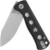 QSP Canary Linerlock Premium EDC Knife - Stonewashed 2.88in Drop Point Blade With Black G10 Handle by QSP Knife