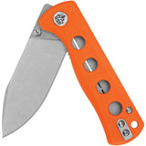 QSP Canary Linerlock Knife Orange G10 Handle 14C28N Stonewashed Drop Point Blade For Everyday Carry by QSP Knife