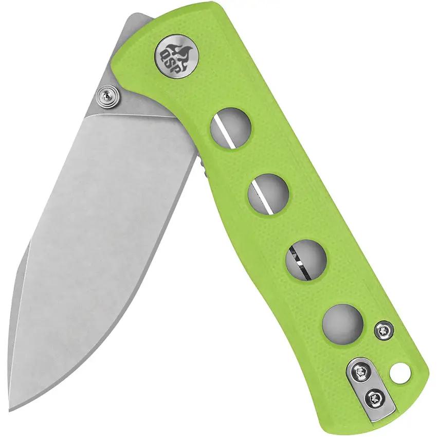 QSP Canary Linerlock Neon G10 Premium EDC Knife - High-Visibility Neon Grip With 14C28N Drop Point Blade by QSP Knife