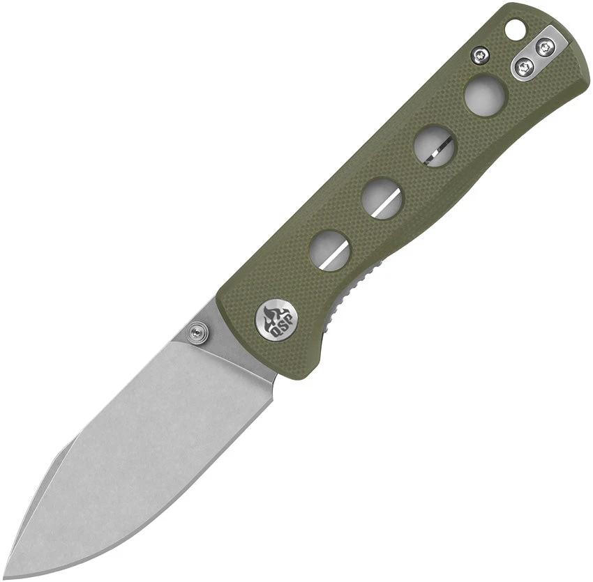 QSP Canary Linerlock Knife Durable Olive G10 Handle For EDC Enthusiasts With 2.88in Drop Point Blade by QSP Knife